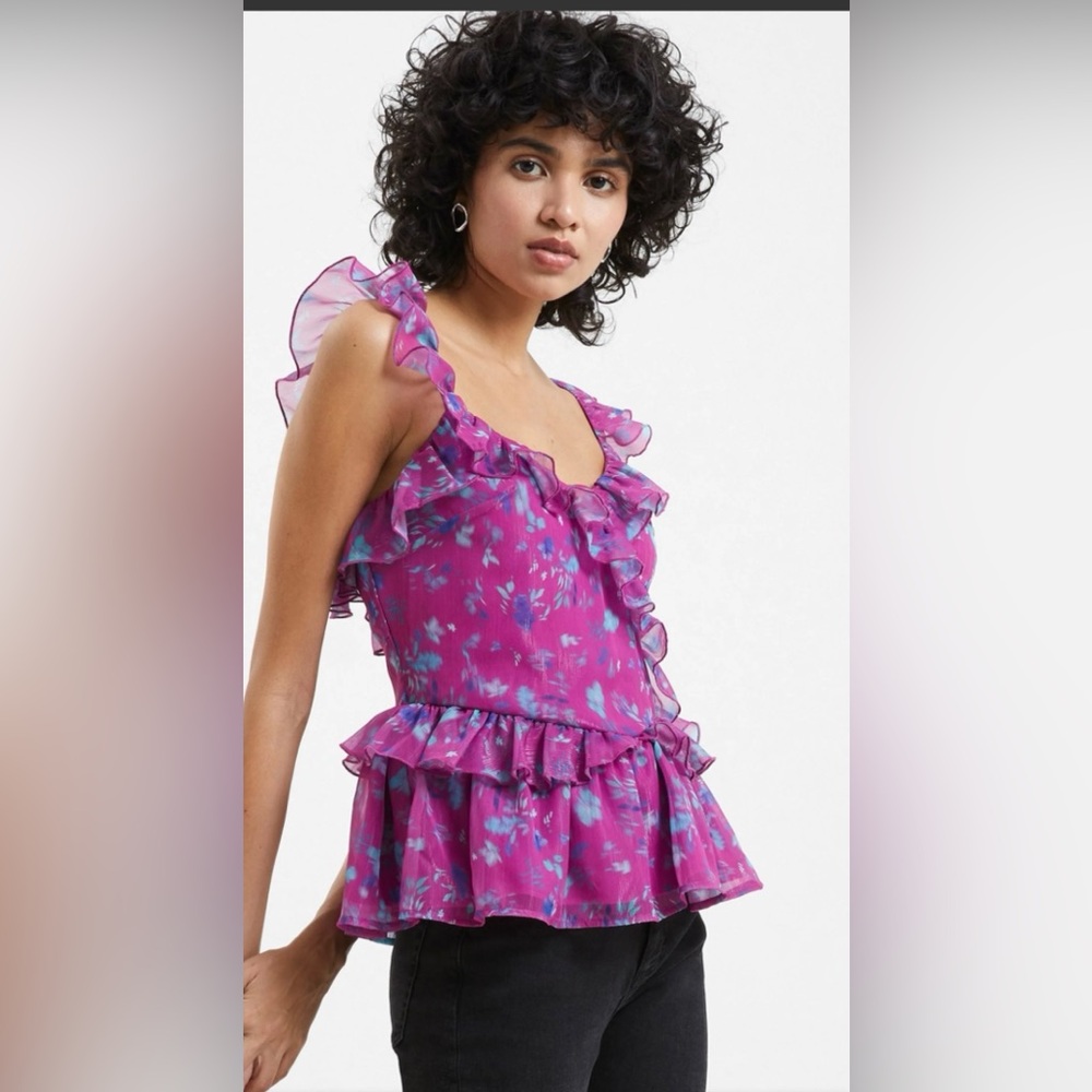 French Connection UK Aden Bai Lurex Frill Cami Top